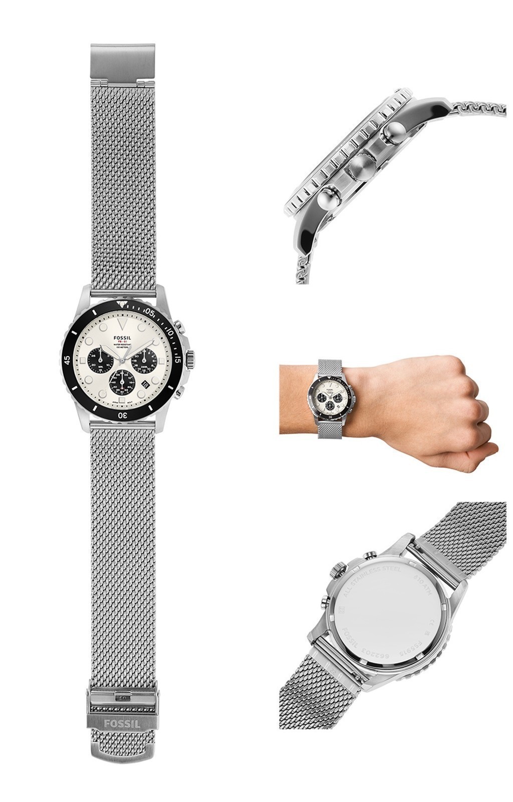 Mô tả Đồng hồ nam Fossil Fb - 01 Chronograph dây kim loại, mặt 42 MM, màu bạc, FS5915 - 3
