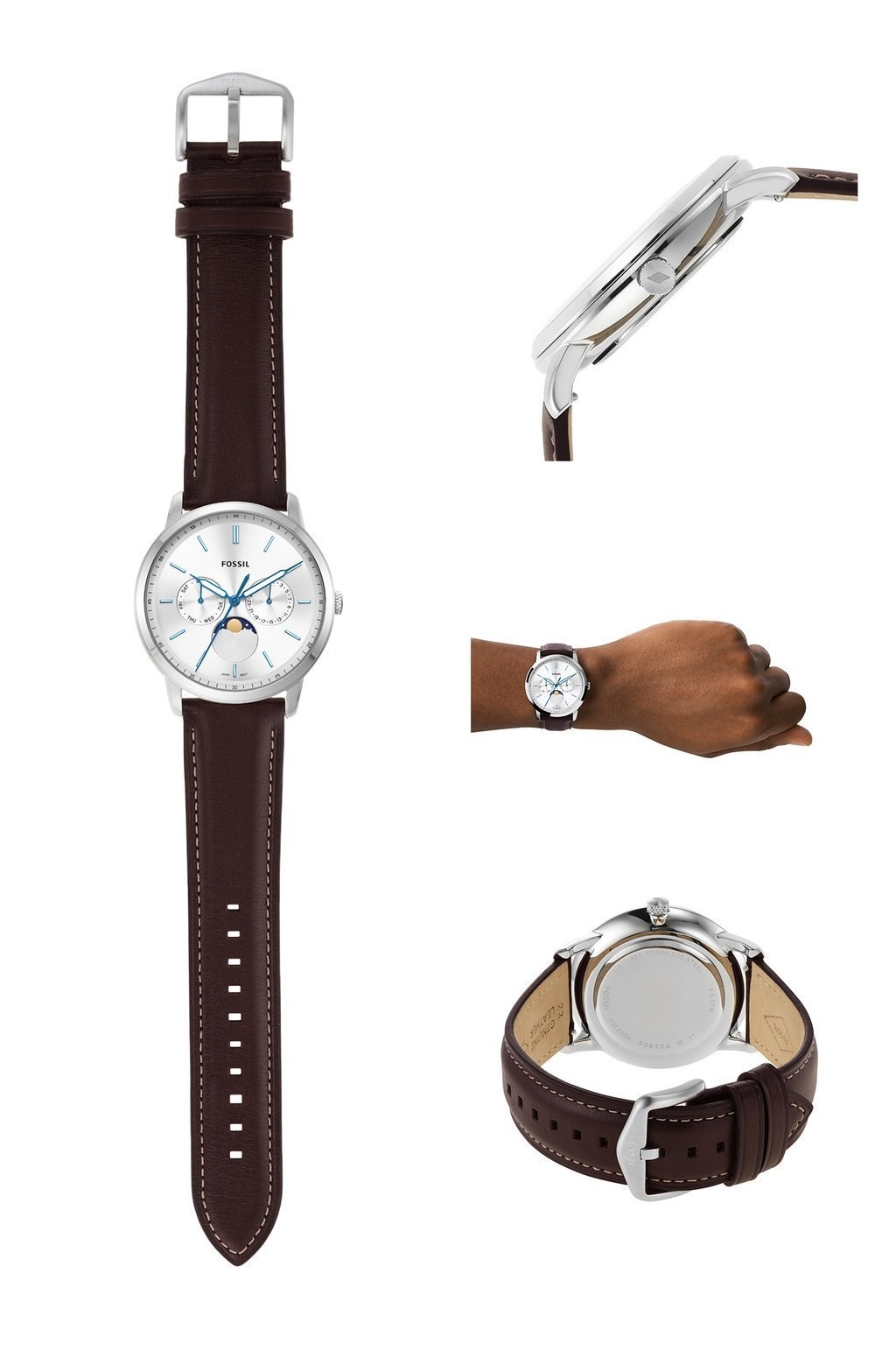 Mô tả Đồng hồ nam Fossil Neutra Minimalist dây da, mặt 42 MM, màu nâu, FS5905 - 4