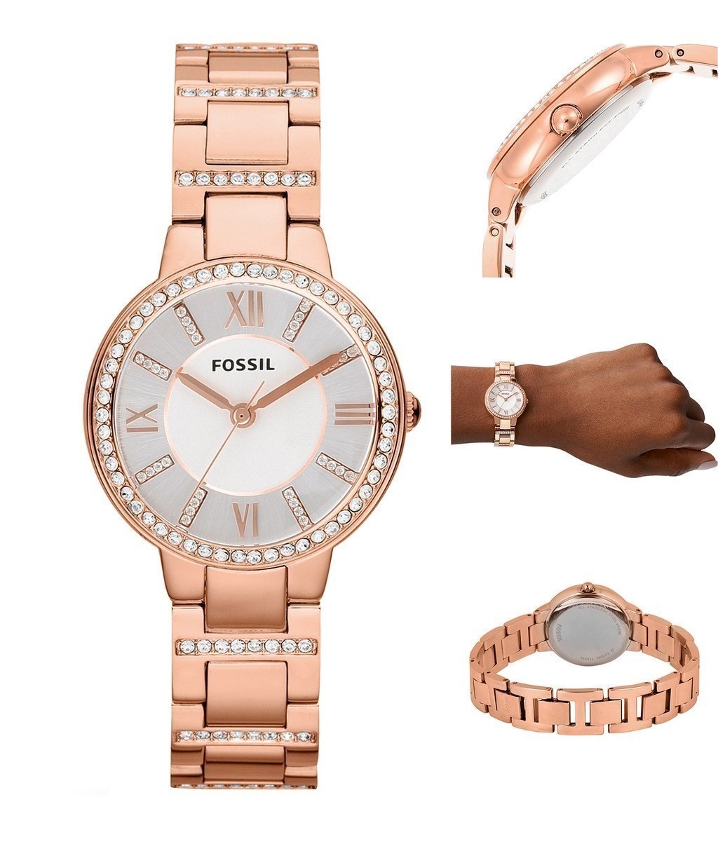Mô tả Đồng hồ nữ Fossil Virginia dây kim loại, mặt 30 MM, màu vàng hồng, ES3284 - 3