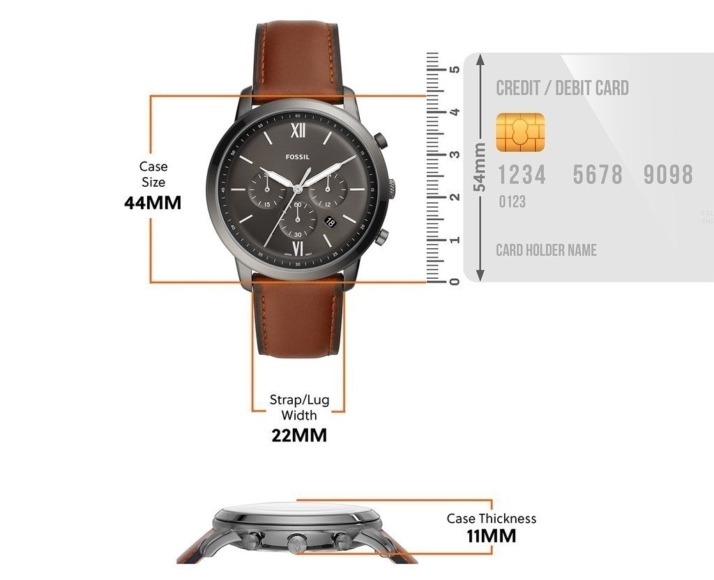 Mô tả Đồng hồ nam Fossil Neutra dây da, mặt 44 MM, màu nâu, FS5512 - 1