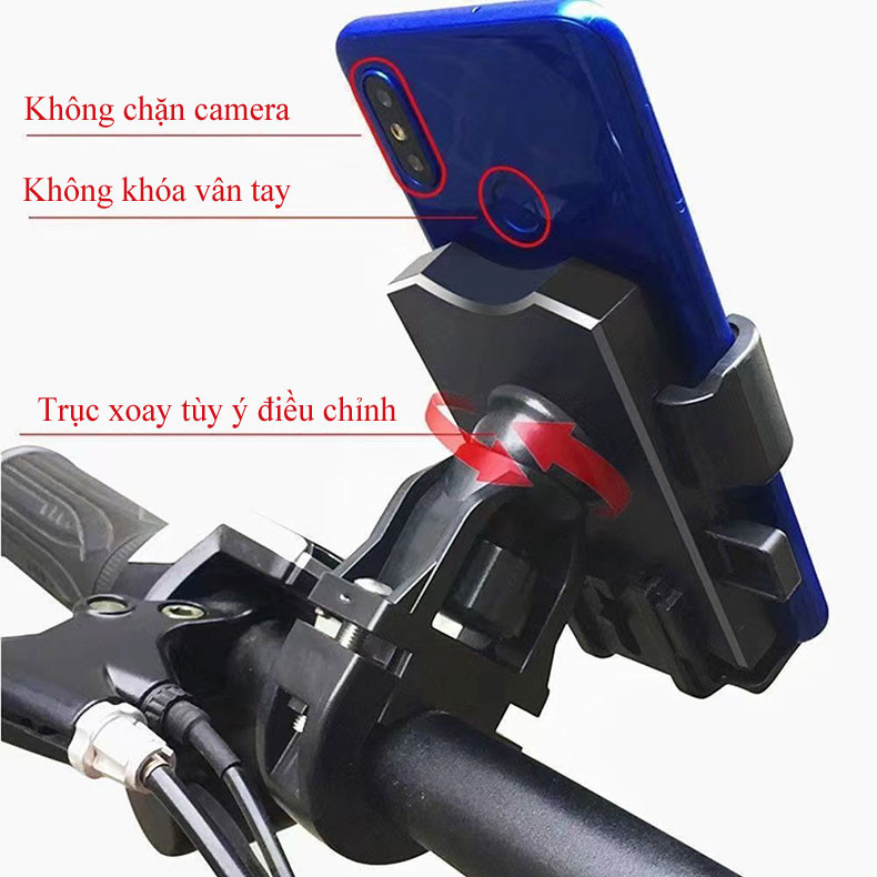 Mô tả Giá điện thoại gắn xe máy đa năng MYT Kẹp điện thoại chống nước gắn gương chiếu hậu xe máy xe đạp xoay lật tùy ý - 5