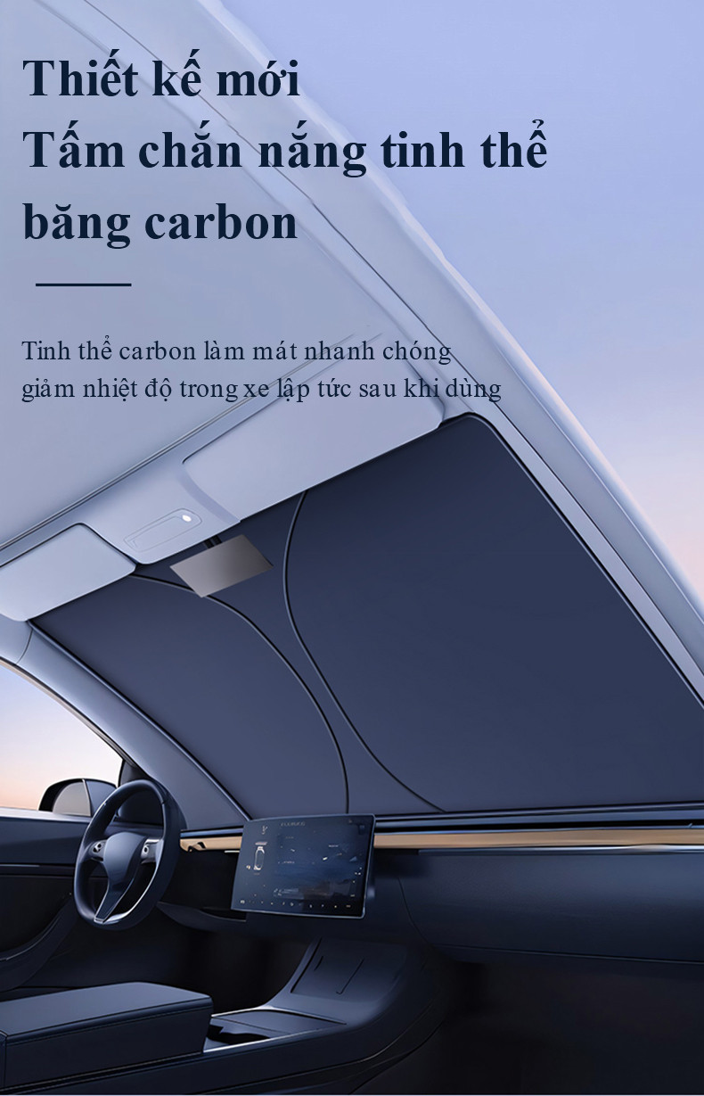 Mô tả Tấm chắn nắng kính chắn gió ô tô MYT Tấm che nắng tráng bạt titan 2 lớp chống UV giảm nhiệt độ bảo vệ nội thất ô tô - 1