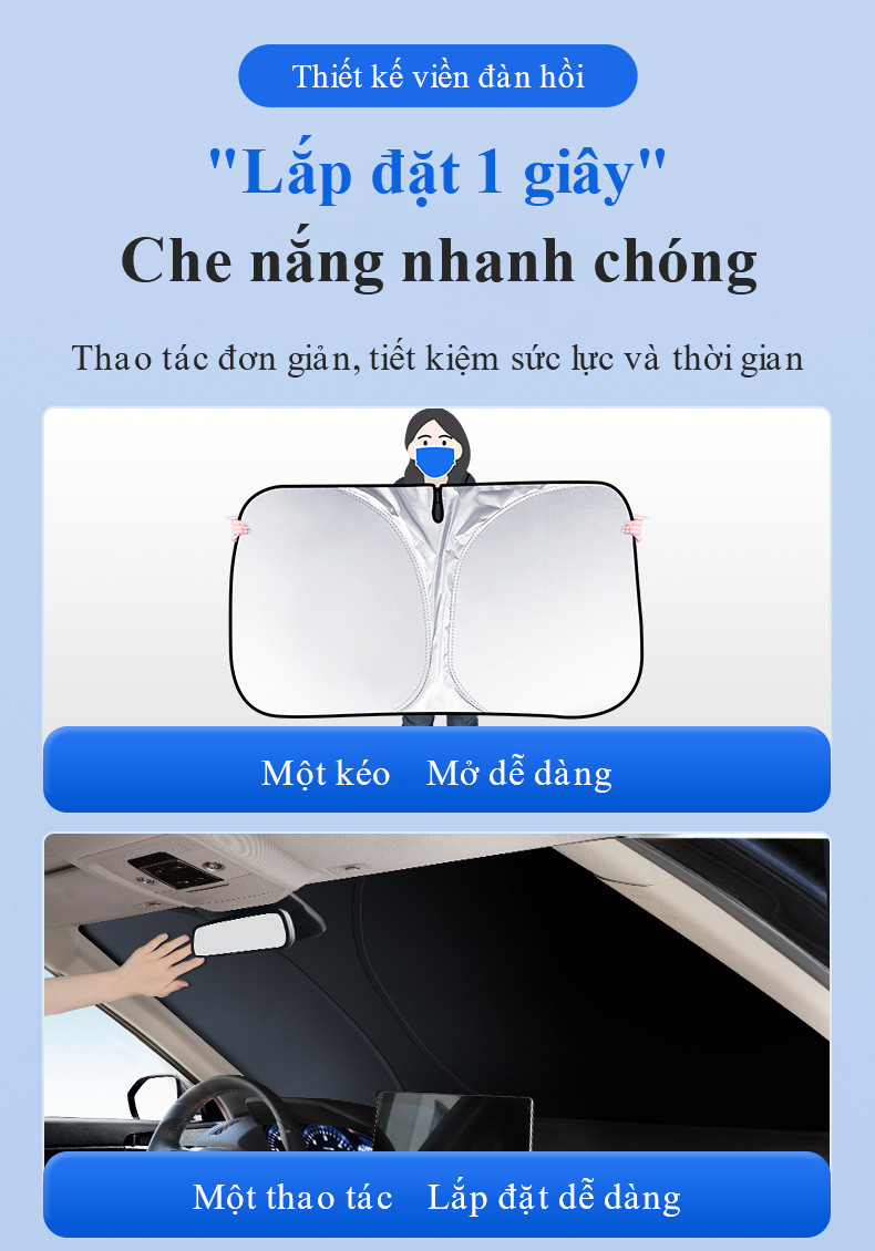 Mô tả Tấm chắn nắng kính chắn gió ô tô MYT Tấm che nắng tráng bạt titan 2 lớp chống UV giảm nhiệt độ bảo vệ nội thất ô tô - 8