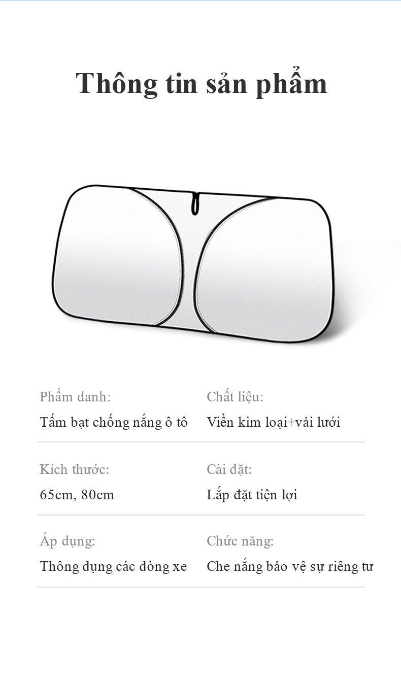 Mô tả Tấm chắn nắng kính chắn gió ô tô MYT Tấm che nắng tráng bạt titan 2 lớp chống UV giảm nhiệt độ bảo vệ nội thất ô tô - 9