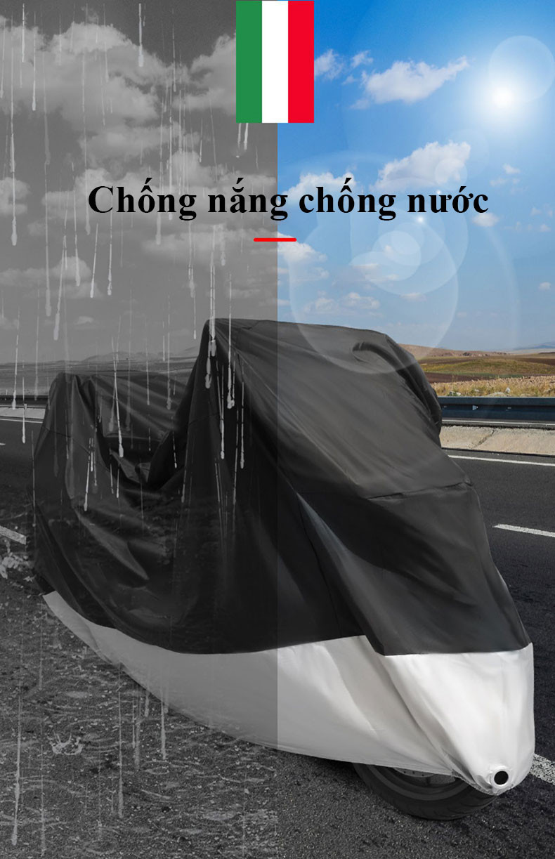 Mô tả Bạt phủ xe máy chất lượng cao MYT Bạt che xe máy chất liệu vải dù Áo bạt trùm xe chống thấm nước toàn thân - 3