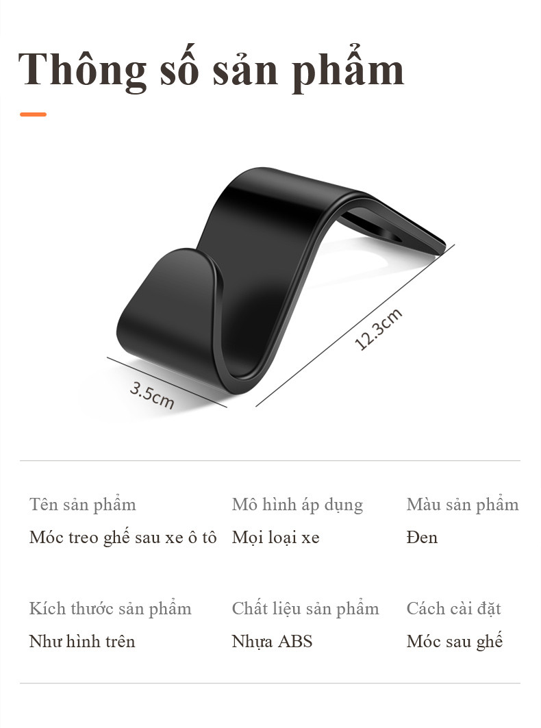Mô tả Móc treo đồ trên xe hơi MYT Móc treo đồ đa năng gắn sau ghế xe ô tô nhỏ gọn tiện lợi chịu lực tốt tiết kiệm không gian - 8