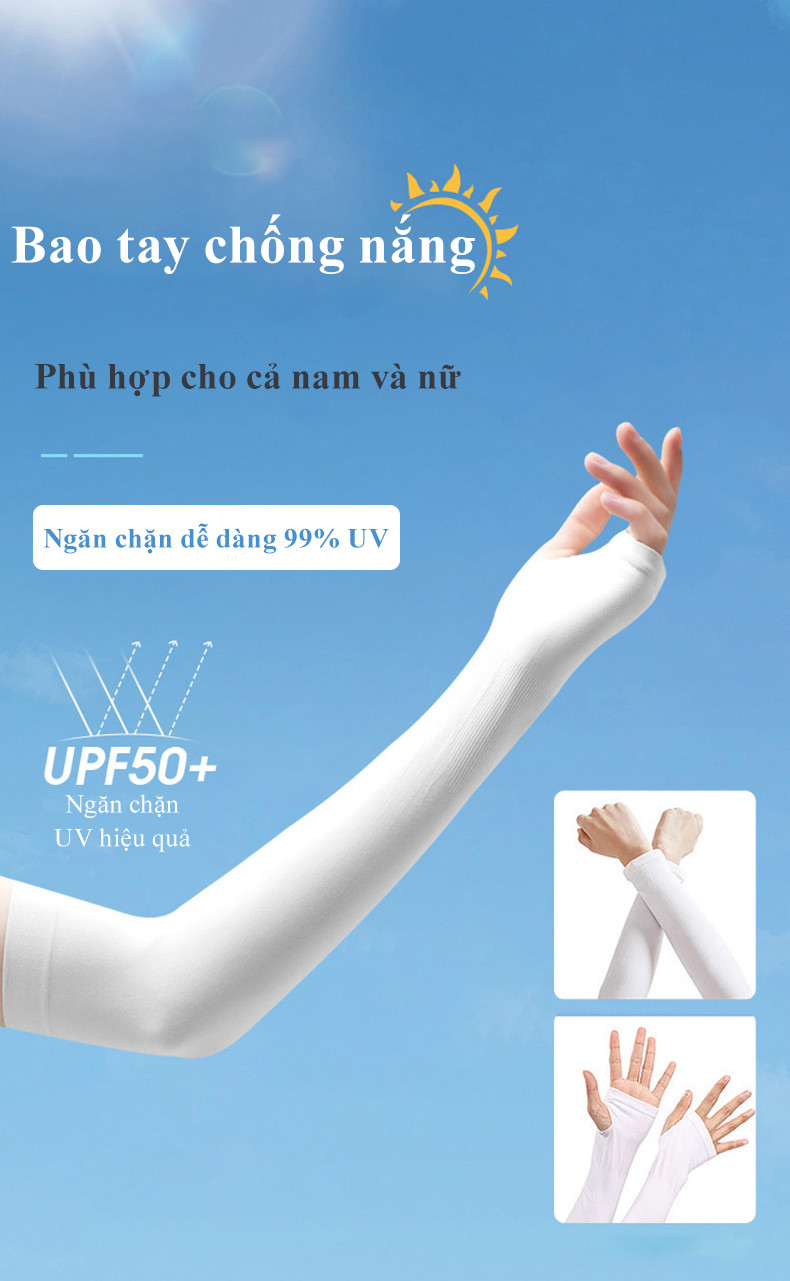 Mô tả Ống tay áo chống nắng MYT găng tay lụa lạnh chống nắng thoáng khi chống tia UV mùa hè phong cách dành cho nam và nữ - 1