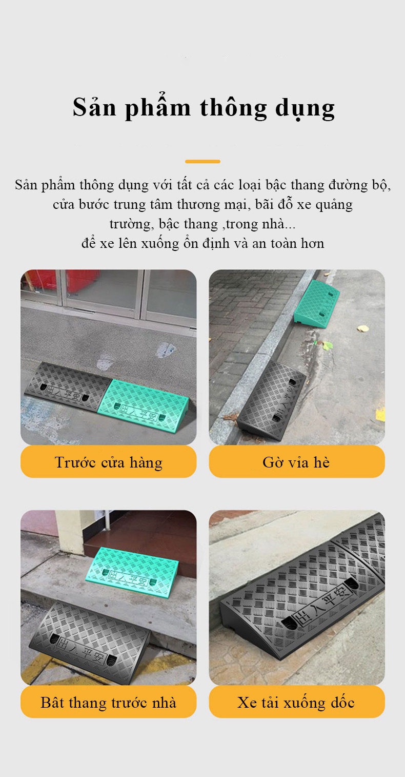 Mô tả Dốc bục lên xuống xe hơi MYT chất liệu nhựa đệm cao su hình tam giác chịu lực siêu bền dành cho xe máy ô tô - 2
