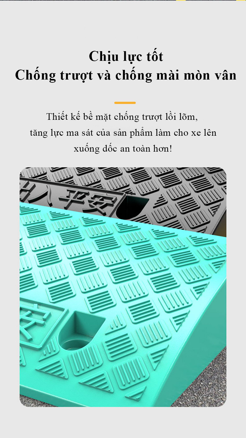 Mô tả Dốc bục lên xuống xe hơi MYT chất liệu nhựa đệm cao su hình tam giác chịu lực siêu bền dành cho xe máy ô tô - 4