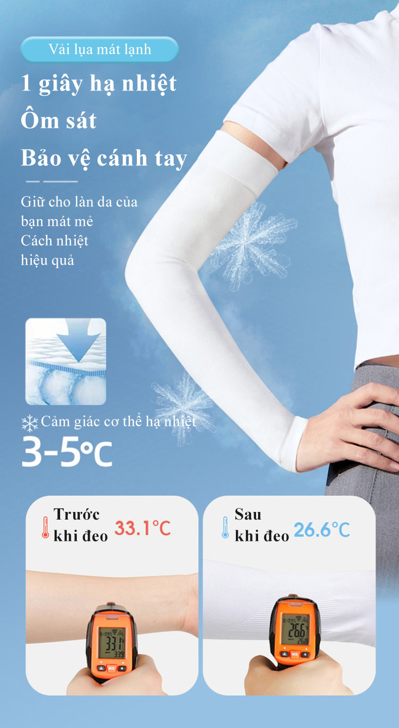 Mô tả Ống tay áo chống nắng MYT găng tay lụa lạnh chống nắng thoáng khi chống tia UV mùa hè phong cách dành cho nam và nữ - 6