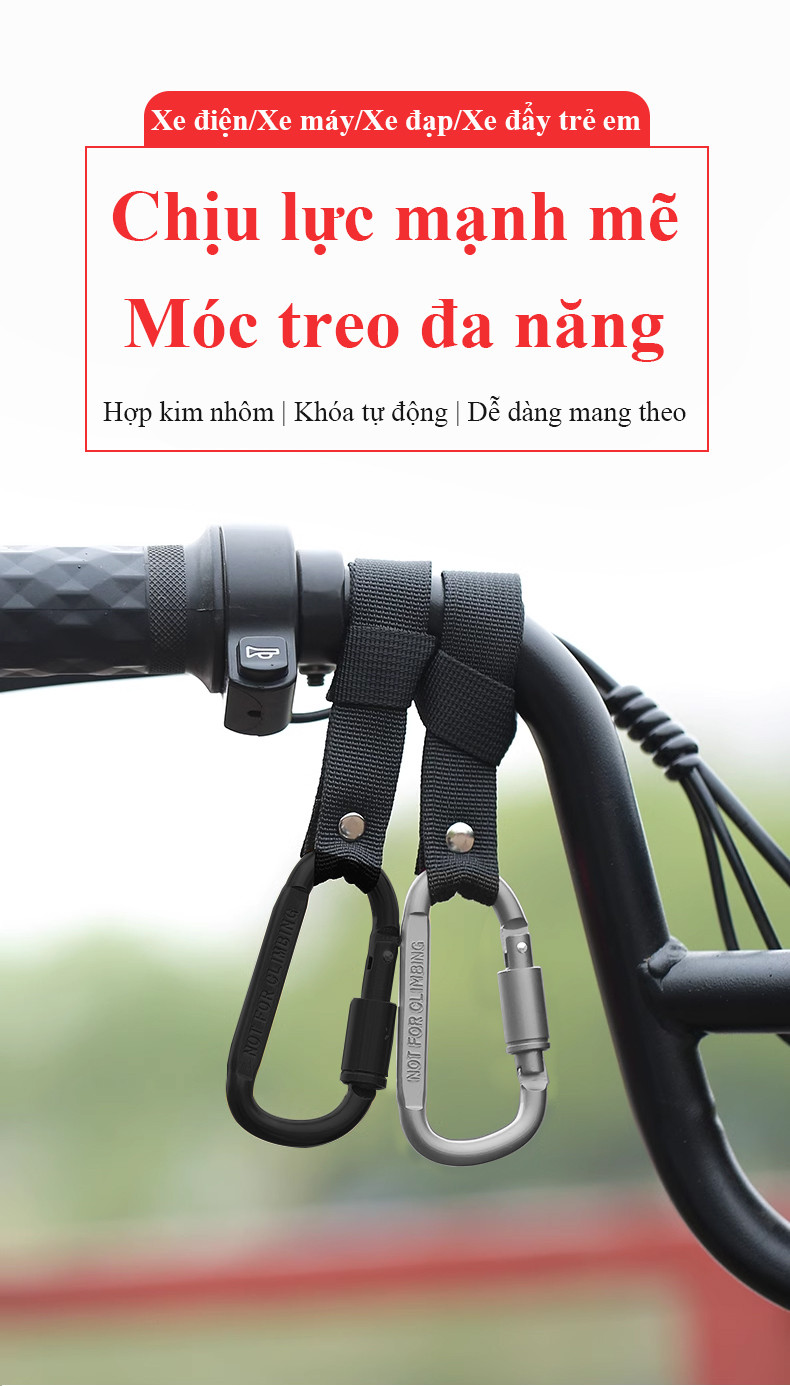 Mô tả Móc khóa nhôm xe máy MYT Móc khóa chữ D chịu lực mạnh treo đồ xe máy xe đạp cắm trại siêu chắc chắn tiện dụng - 1