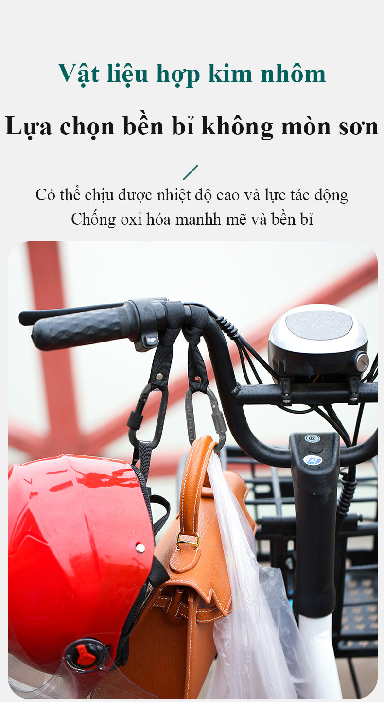 Mô tả Móc khóa nhôm xe máy MYT Móc khóa chữ D chịu lực mạnh treo đồ xe máy xe đạp cắm trại siêu chắc chắn tiện dụng - 3