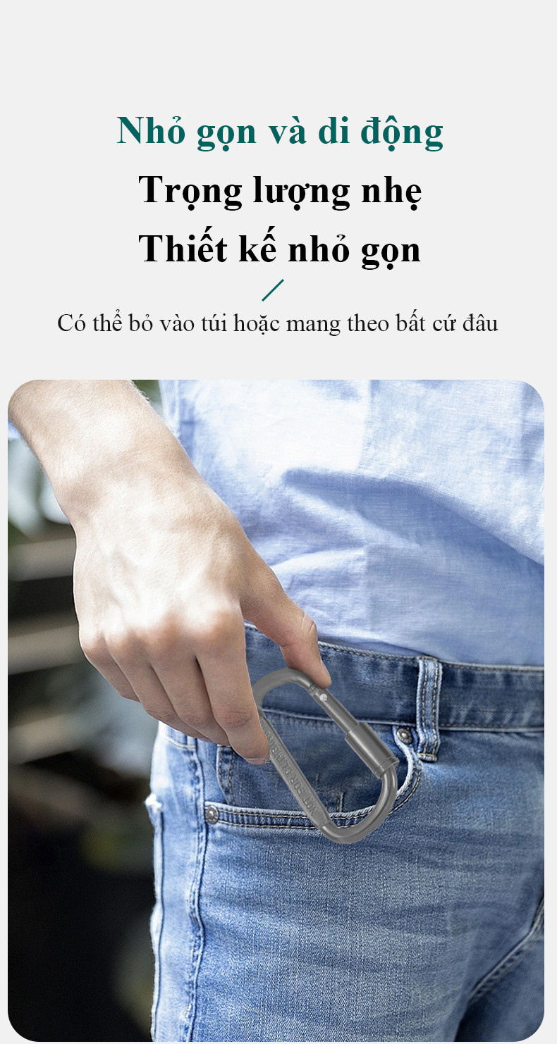 Mô tả Móc khóa nhôm xe máy MYT Móc khóa chữ D chịu lực mạnh treo đồ xe máy xe đạp cắm trại siêu chắc chắn tiện dụng - 7