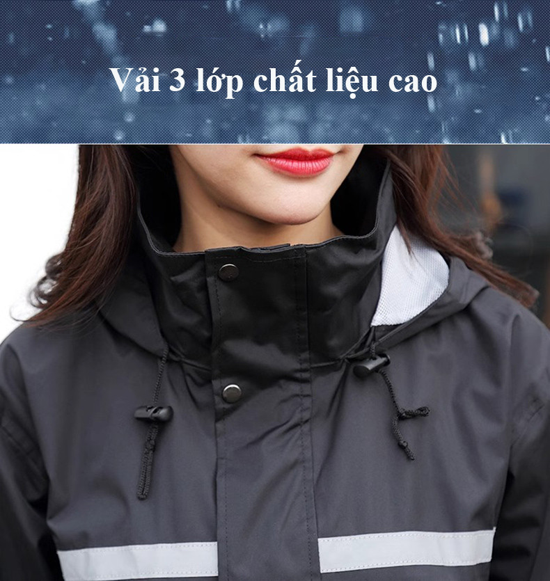 Mô tả Áo mưa bộ MYT Bộ quần áo mưa vải dày bảo vệ toàn thân dãy phản quang siêu chống nước cho nam và nữ - 5