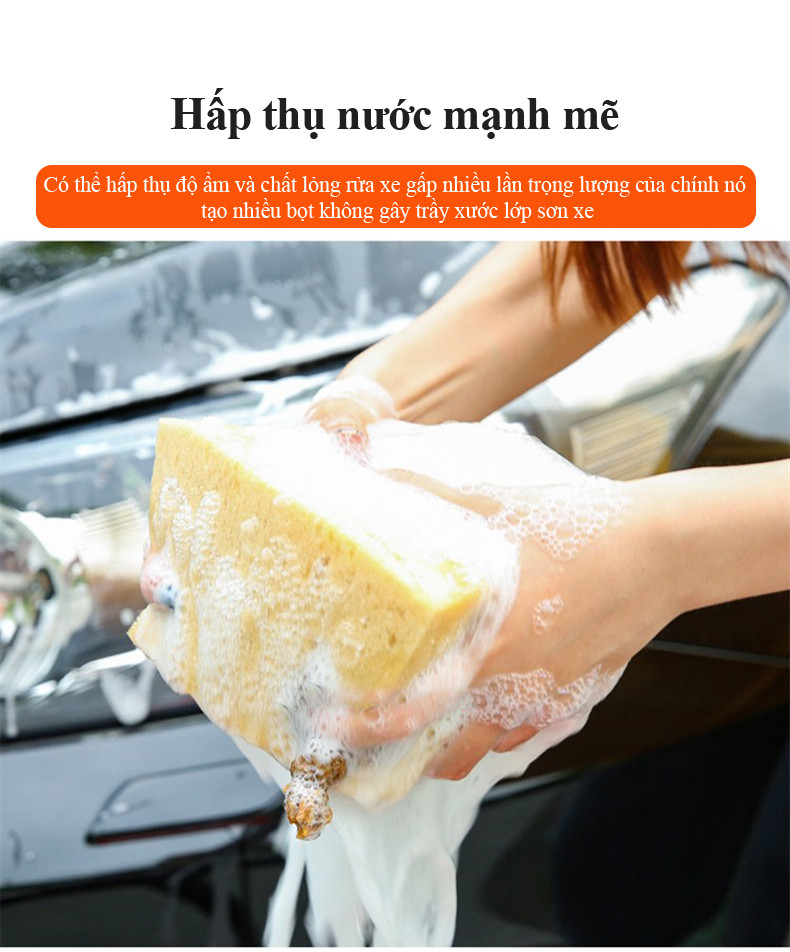 Mô tả Miếng mút bọt biển rửa xe hơi MYT Mút xốp tạo bọt rửa xe ô tô siêu thấm nước vệ sinh đa năng chất liệu mềm mại an toàn - 5