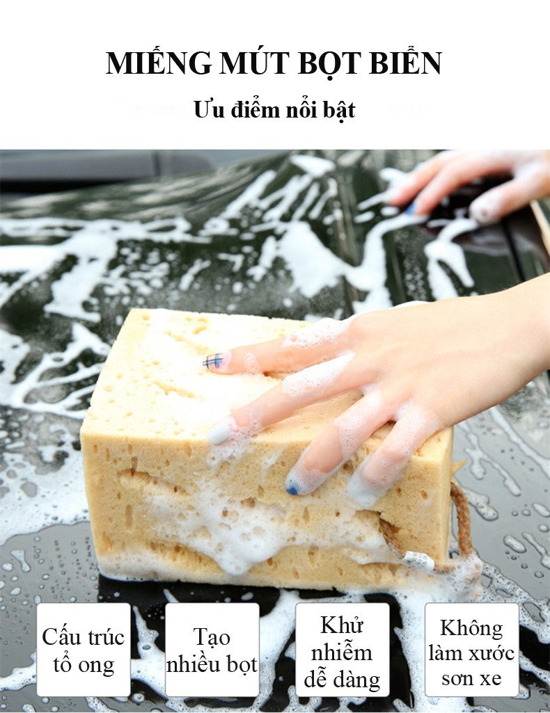 Mô tả Miếng mút bọt biển rửa xe hơi MYT Mút xốp tạo bọt rửa xe ô tô siêu thấm nước vệ sinh đa năng chất liệu mềm mại an toàn - 9