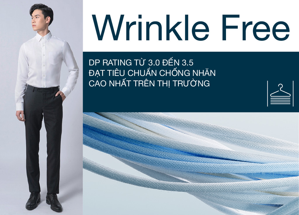 Mô tả Áo sơ mi nam tay dài có túi DETERMINANT 100% Cotton siêu dài - chông nhăn kháng khuẩn - 203 - màu trắng - 3