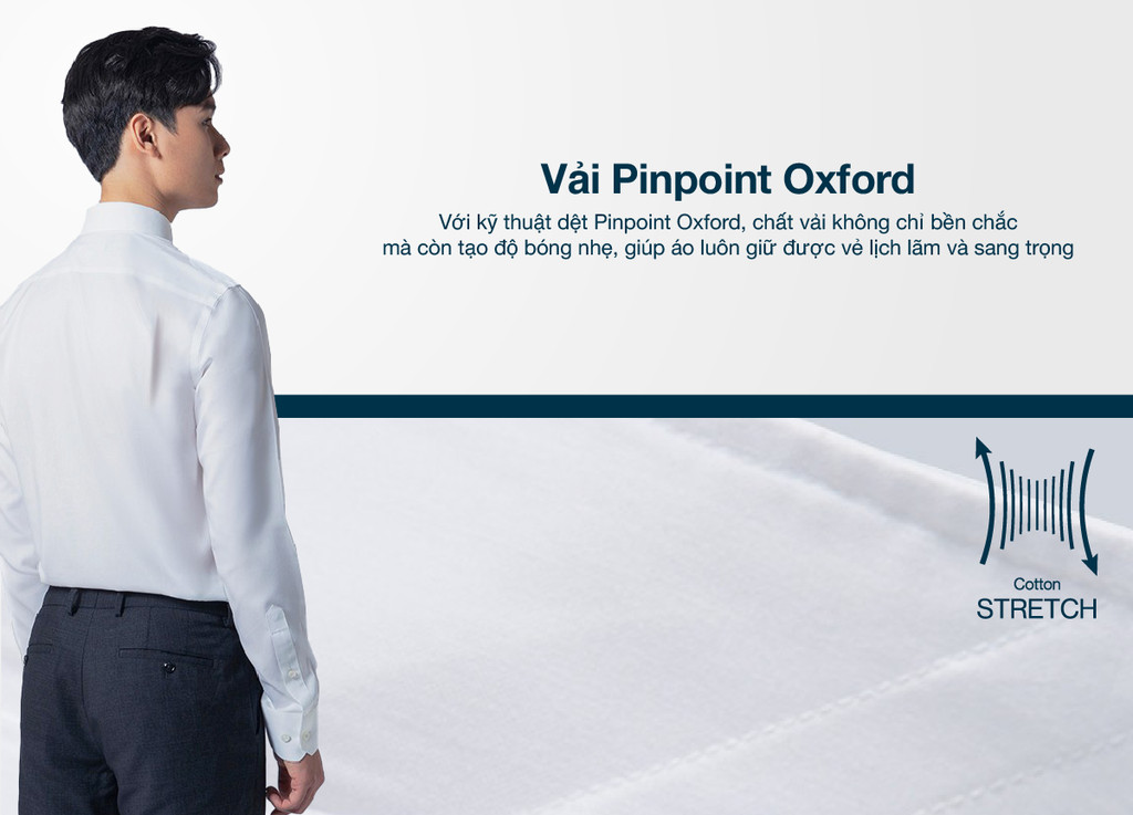 Mô tả Áo sơ mi nam tay dài có túi DETERMINANT 100% Cotton siêu dài - chông nhăn kháng khuẩn - 203 - màu trắng - 4