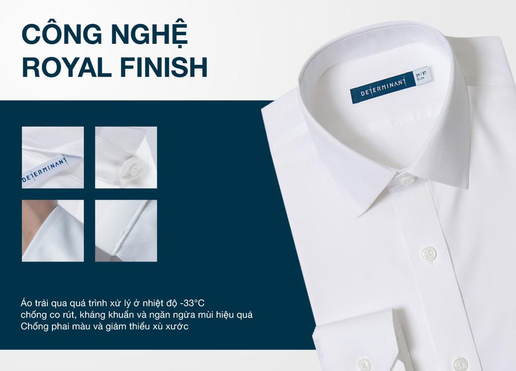 Mô tả Áo sơ mi nam tay dài có túi DETERMINANT 100% Cotton siêu dài - chông nhăn kháng khuẩn - 203 - màu trắng - 5