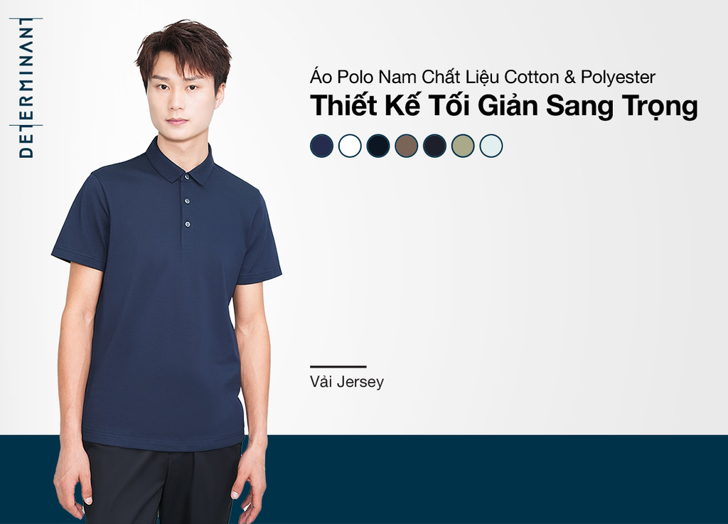 Mô tả Áo thun nam Polo DETERMINANT Cotton kháng bền màu, thoáng khí - màu dark blue, màu đen - P12-02 - 1