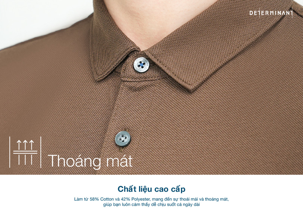 Mô tả Áo thun nam Polo DETERMINANT Cotton kháng bền màu, thoáng khí - màu dark blue, màu đen - P12-02 - 2