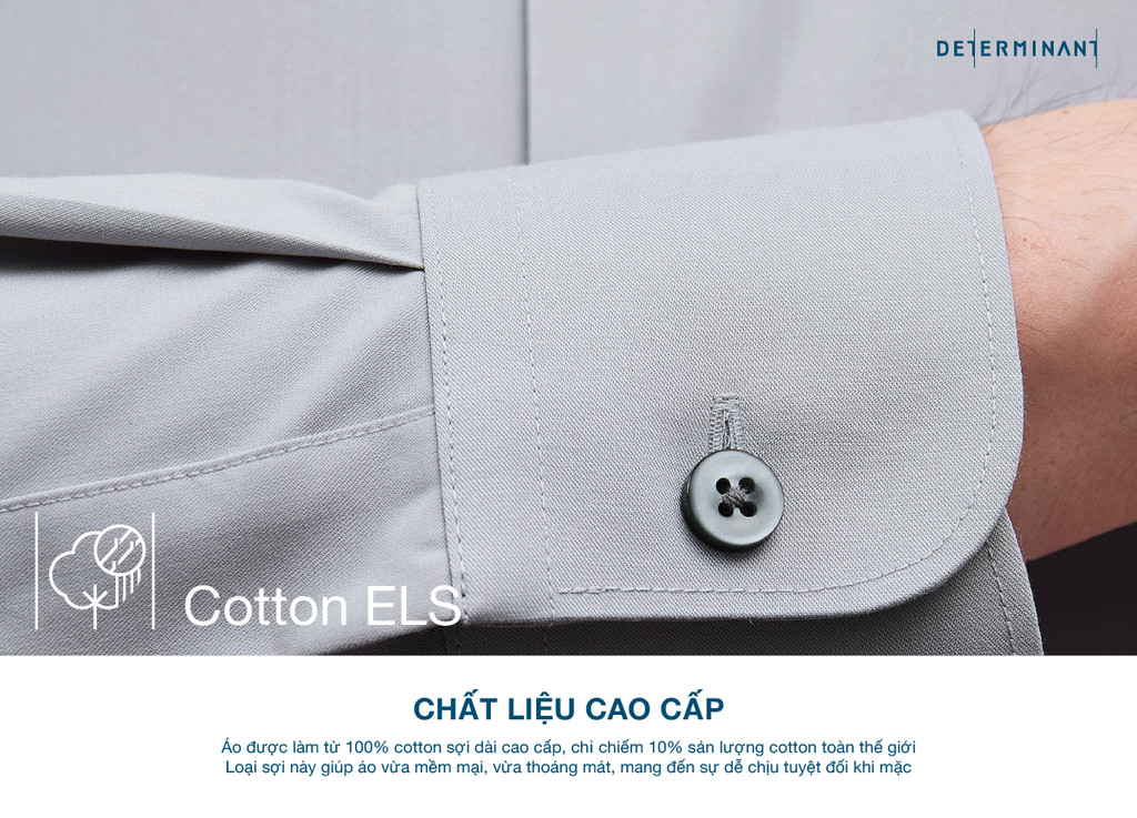 Mô tả Áo sơ mi nam tay dài DETERMINANT 100% cotton mềm mại thấm hút tốt - 202 - màu xám - 2
