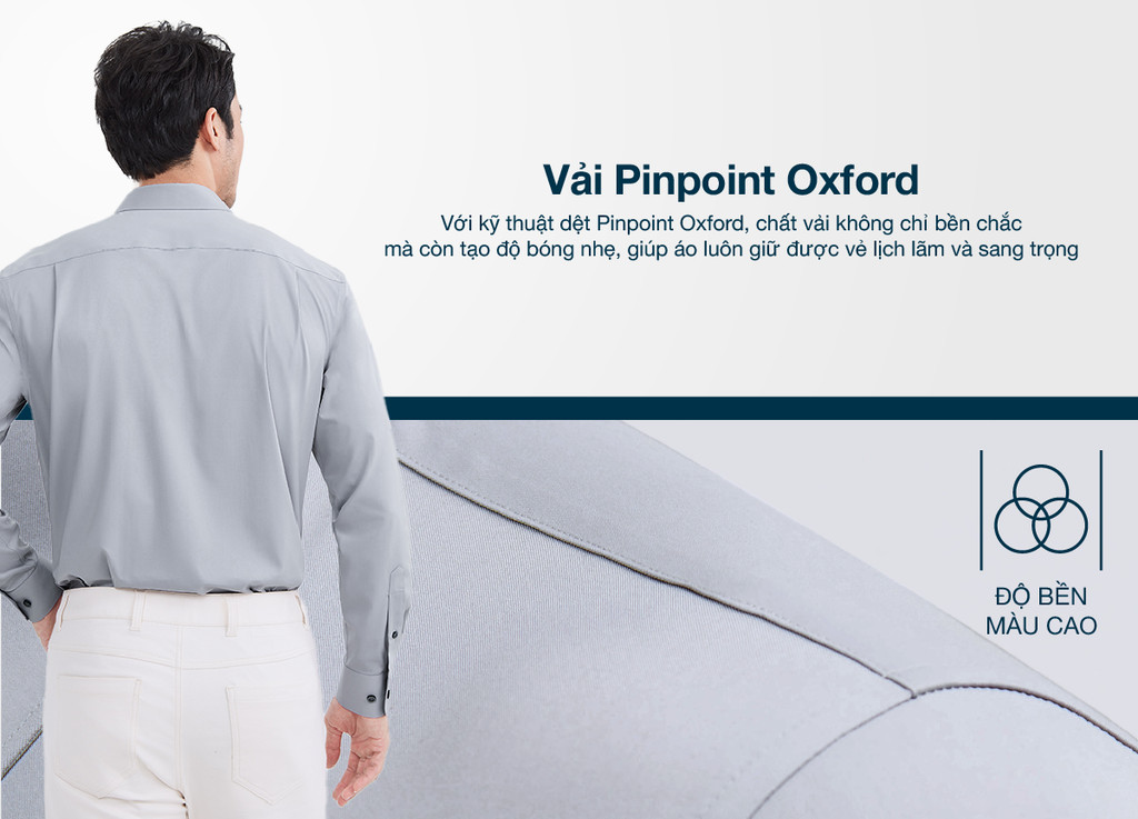 Mô tả Áo sơ mi nam tay dài DETERMINANT 100% cotton mềm mại thấm hút tốt - 202 - màu xám - 4