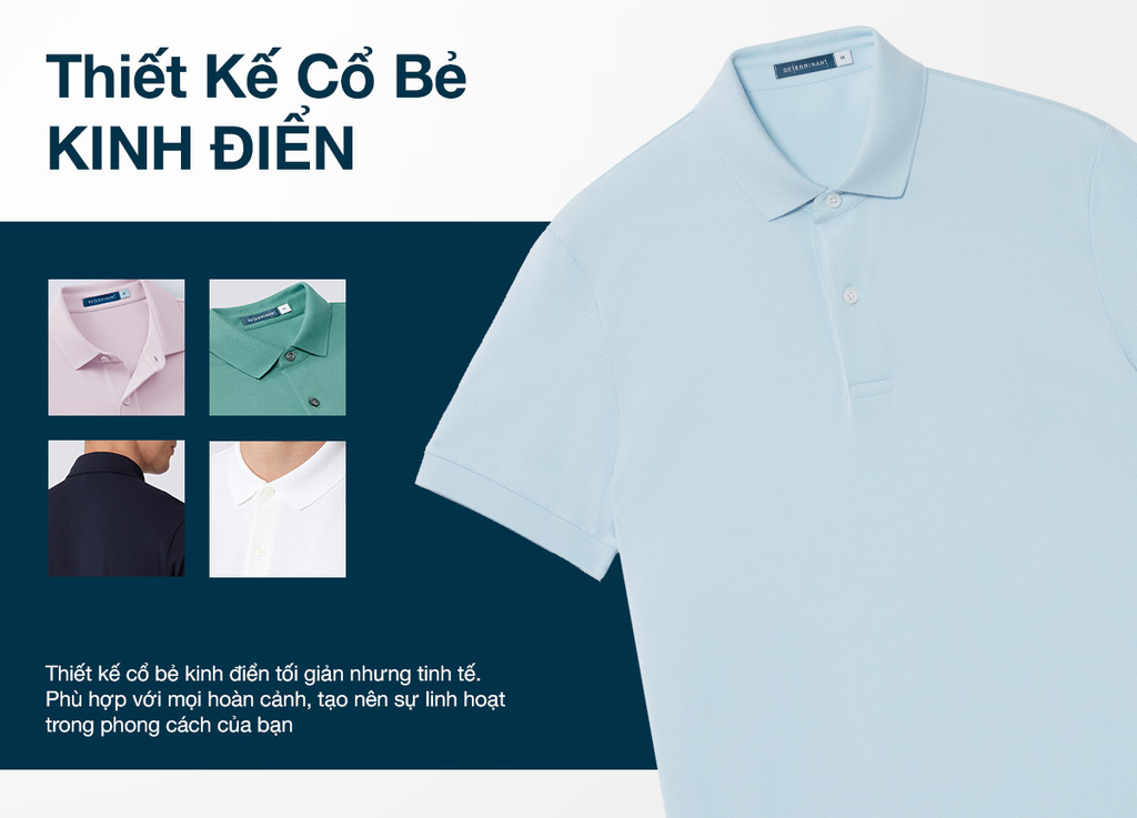 Mô tả Áo thun nam Polo DETERMINANT Cotton kháng bền màu, thoáng khí - màu dark blue, màu đen - P12-02 - 4