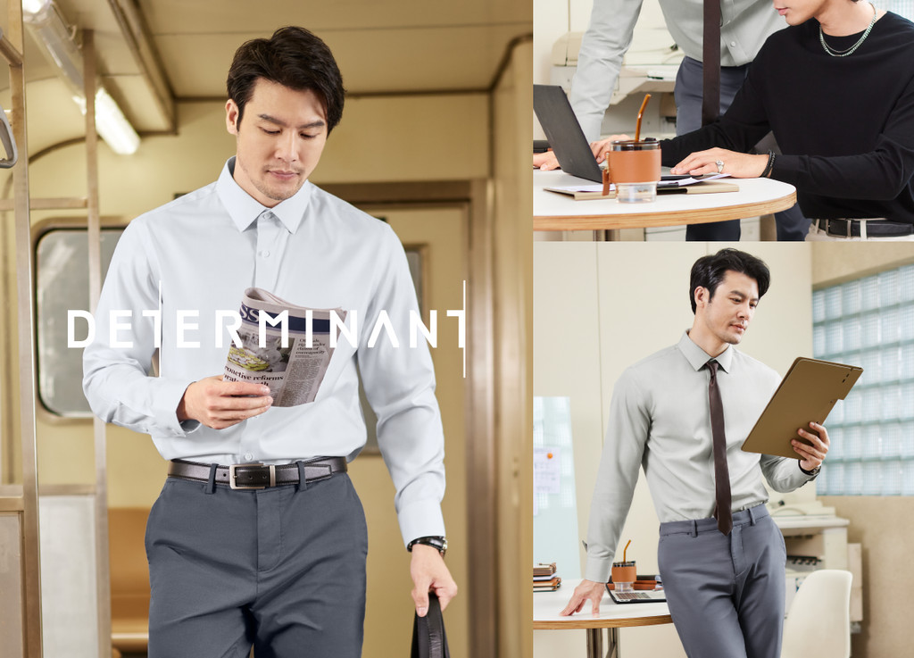 Mô tả Áo sơ mi nam tay dài DETERMINANT 100% cotton mềm mại thấm hút tốt - 202 - màu xám - 7