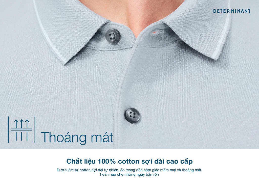 Mô tả Áo thun polo nam cao cấp DETERMINANT - 100% cotton- chống xù, mềm mại - P22 -  màu xanh navy - 2