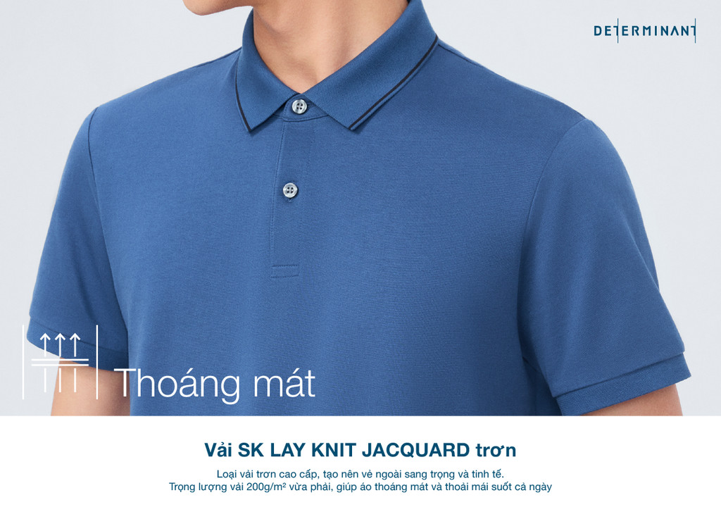 Mô tả Áo thun polo nam cao cấp DETERMINANT - 100% cotton- chống xù, mềm mại - P22 -  màu xanh navy - 3