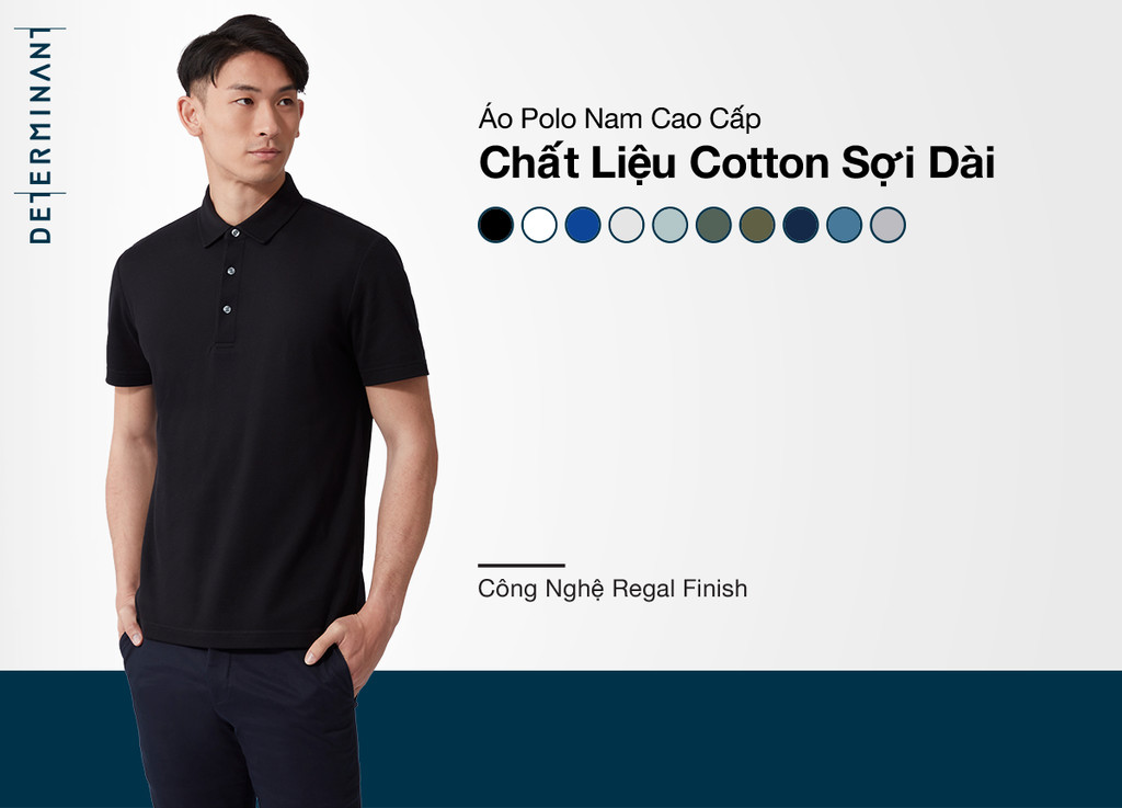 Mô tả Áo thun nam polo DETERMINANT 100% cotton siêu dài, chống xù lông thấm hút tốt -  P02 - 1