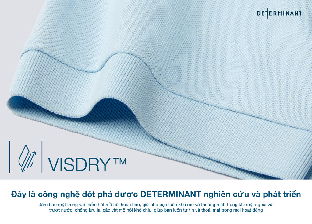 Mô tả Áo thun nam polo DETERMINANT - Cotton cao cấp Visdry kháng nước thấm hút tối đa - P01-04 - màu navy phối cả viền trắng - 2