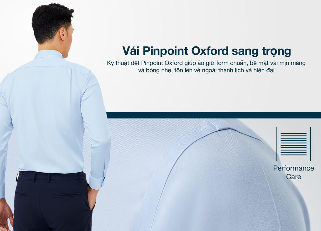Mô tả Áo sơ mi nam tay dài DETERMINANT 100% Cotton siêu dài chống nhăn kháng khuẩn - 301-WHITE-LIGHT BLUE - 3