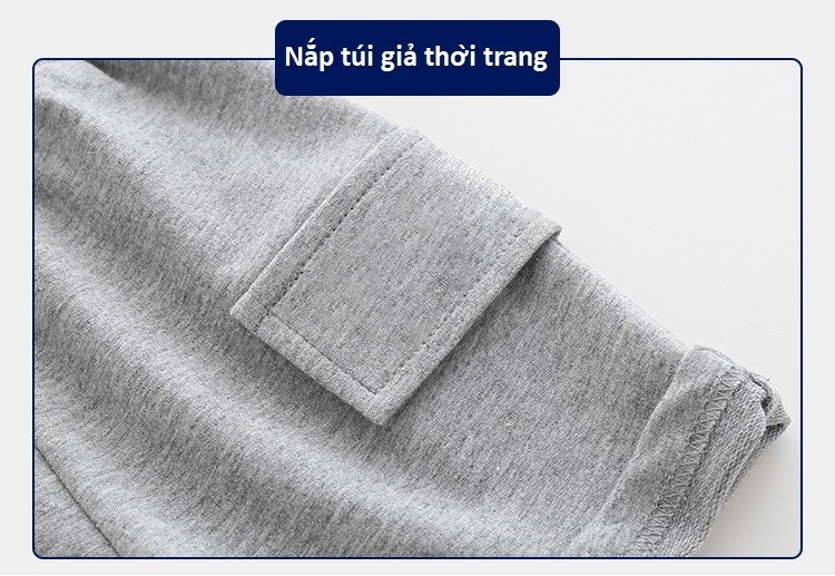 Mô tả Quần đùi bé trai BabyloveGO quần short cho bé túi nắp giả cạp chun co giãn mềm mịn thoáng mát QT002 - 2