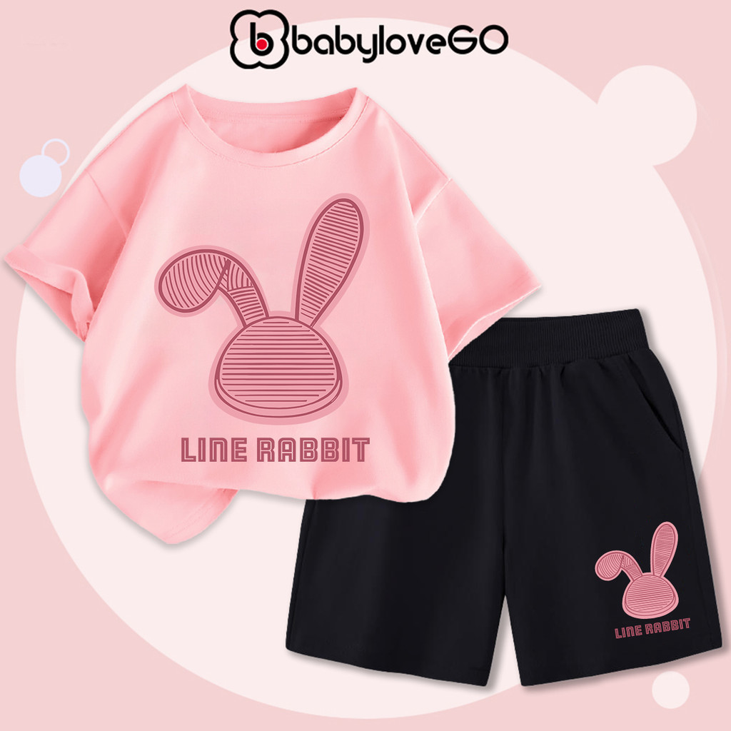 Mô tả Bộ quần áo bé gái BabyloveGO 2025 bộ thun cotton cho bé mềm mịn thoáng mát in hình độc đáo BRB33 - 1