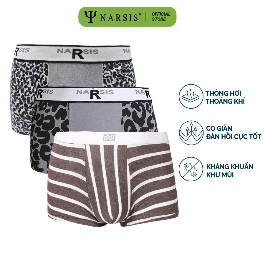 Mô tả Quần Lót Boxer Nam Narsis F9021, Chất Cotton, Co Giãn 4 Chiều, Êm Mềm, Thoáng Khí, 3 Màu Thời Trang - 1