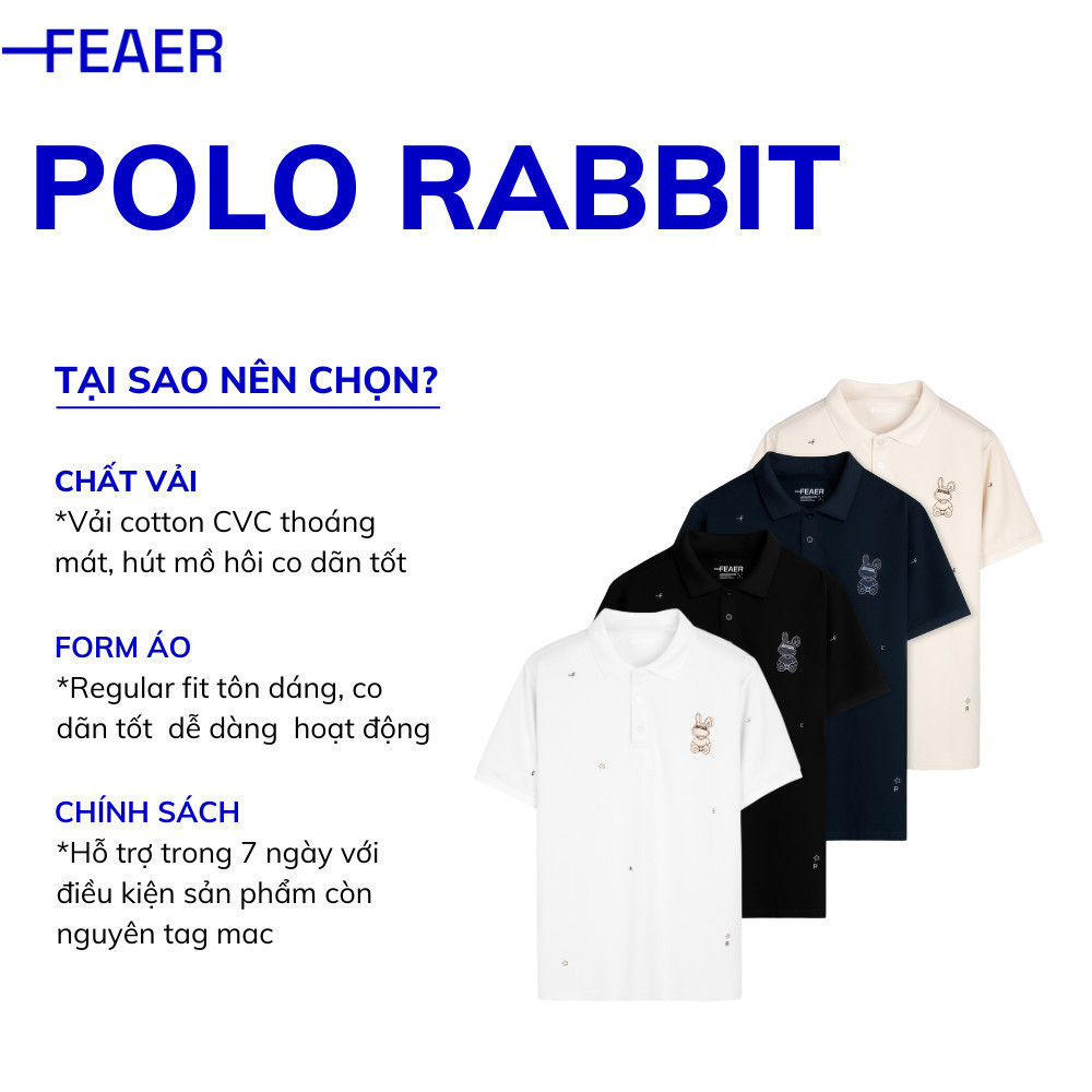 Mô tả Áo Polo Nam Cổ Bẻ Rabbit  thêu hoạ tiết thỏ , chất cotton CVC thoáng mát, kiểu dáng trẻ trung, thanh lịch - FEAER - 2