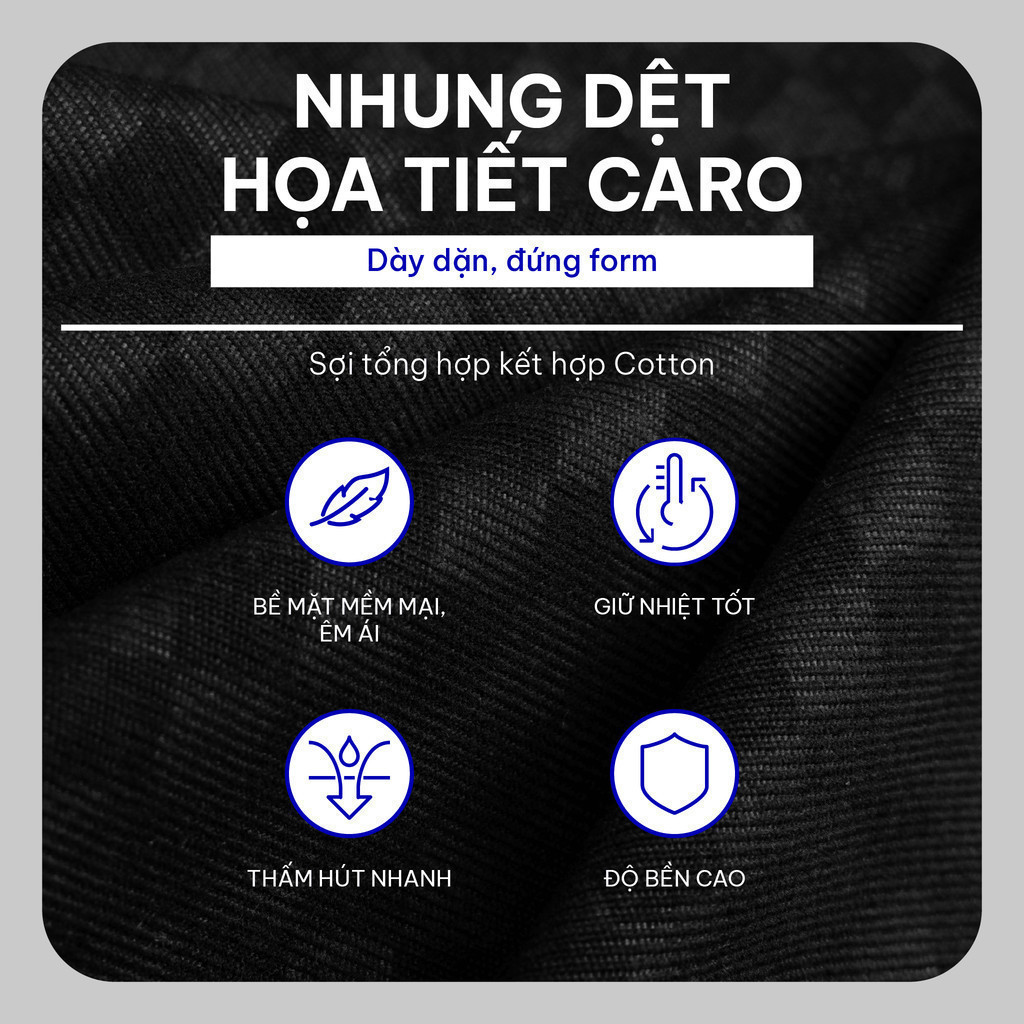 Mô tả Sơ Mi Geomar Chất Nhung Caro, Form Regular Tôn Dáng, Sang Trọng, Thanh Lịch - FEAER - 2