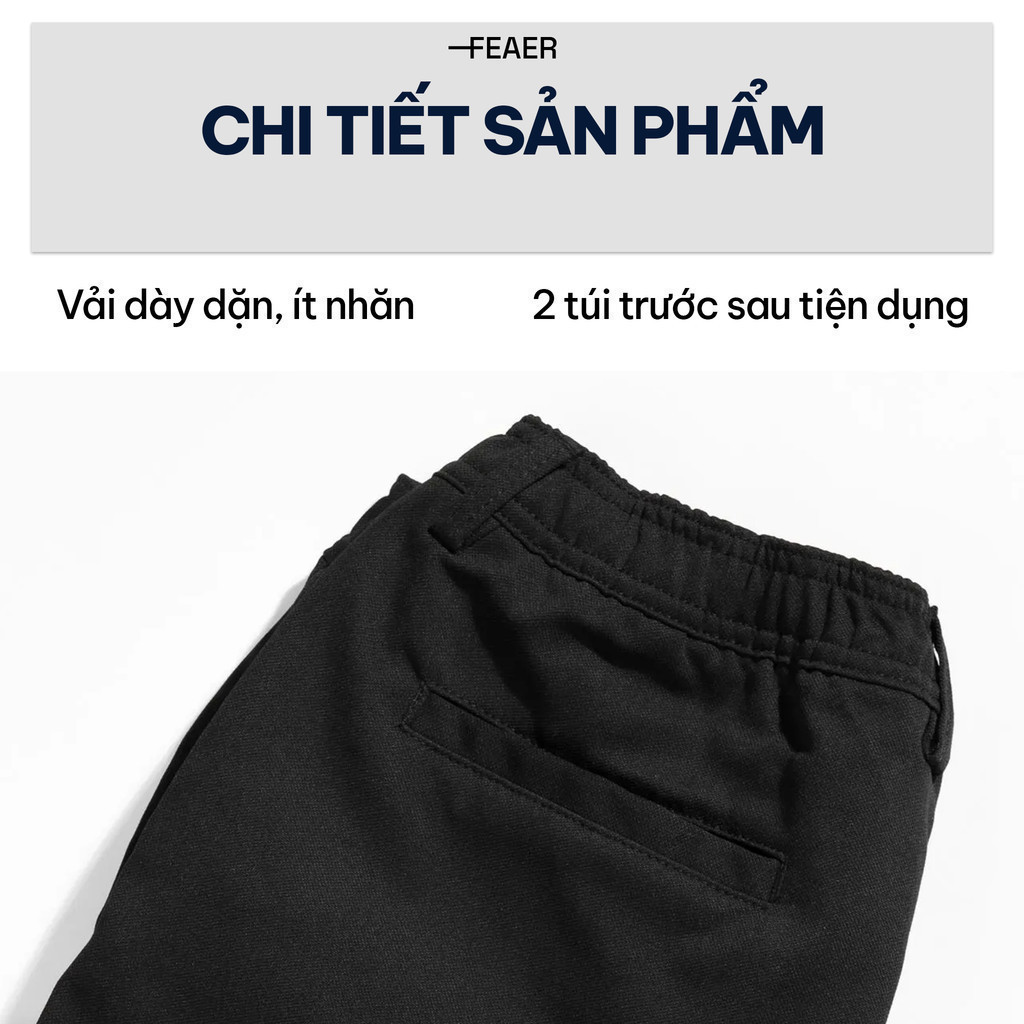Mô tả Quần Short Kaki Basic Sleek Vải Kaki Cá Sấu Lưng Chun, Co Giãn Thoải Mái, Trẻ Trung - FEAER - 3