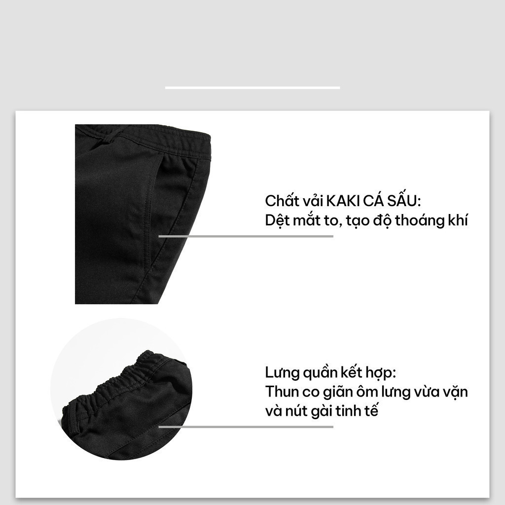 Mô tả Quần Short Kaki Basic Sleek Vải Kaki Cá Sấu Lưng Chun, Co Giãn Thoải Mái, Trẻ Trung - FEAER - 5