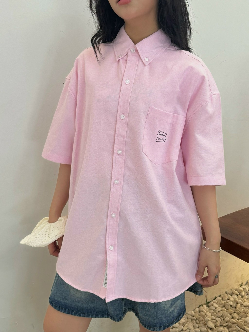 Mô tả Áo Sơ Mi Tay Ngắn Teelab Eco Oxford Signature Logo Unisex Form Oversize Local Brand SS068 - 6