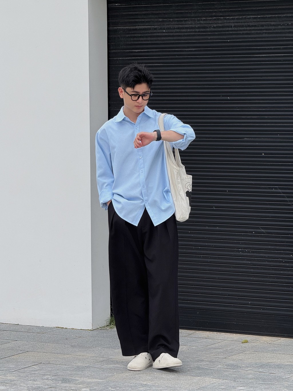 Mô tả Áo Sơ Mi Tay Dài Teelab Basic Oxford Shirts Unisex Form Oversize Local Brand SS066 - 1