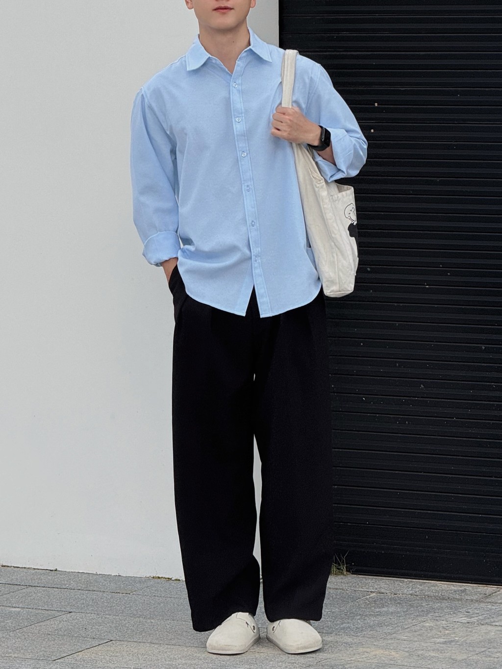 Mô tả Áo Sơ Mi Tay Dài Teelab Basic Oxford Shirts Unisex Form Oversize Local Brand SS066 - 3