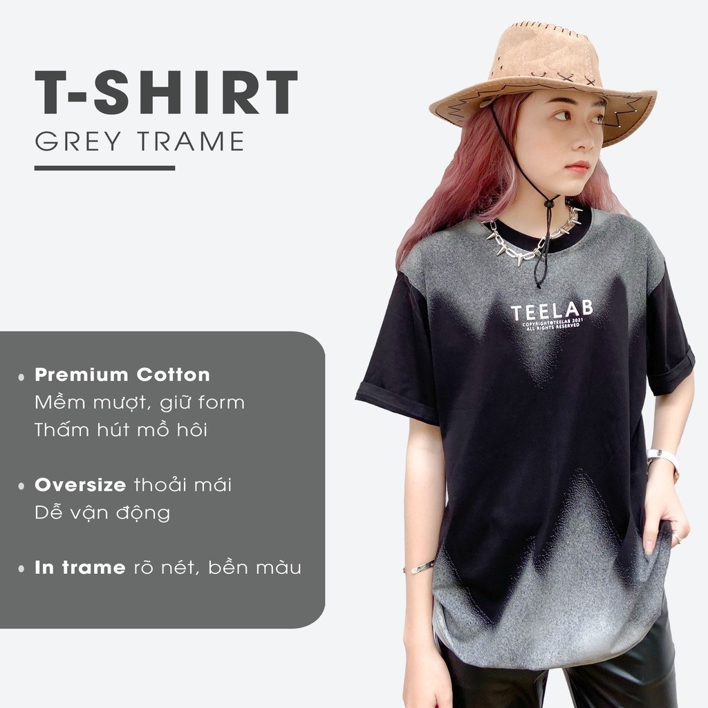 Mô tả Áo Thun Teelab Grey Trame Unisex Form Oversize Local Brand Tshirt TS049 - 1