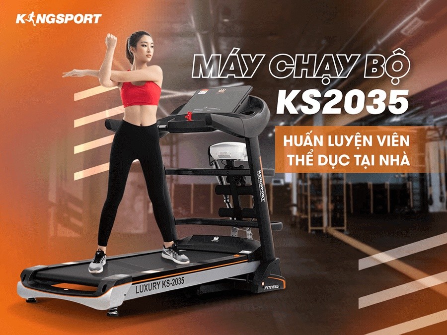 Mô tả Máy chạy bộ KINGSPORT KS-2035 đa năng, thao tác phím cảm ứng, thiết kế sang trọng cứng cáp, kèm đai massage và thanh gập - 2