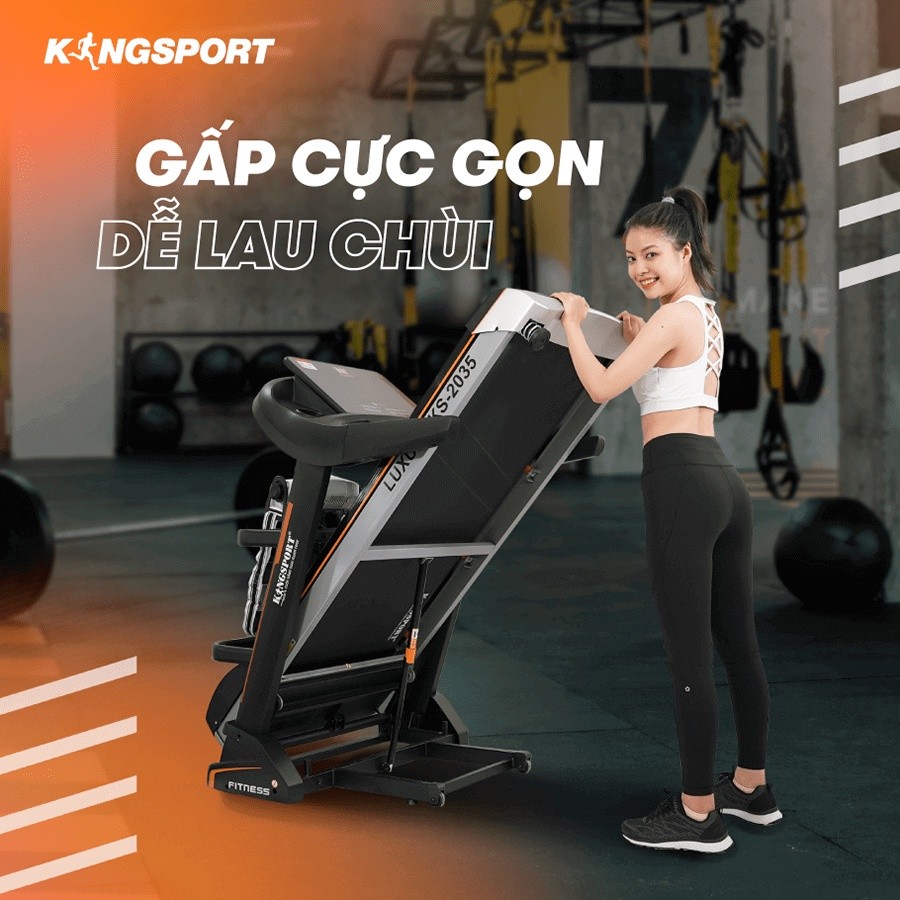 Mô tả Máy chạy bộ KINGSPORT KS-2035 đa năng, thao tác phím cảm ứng, thiết kế sang trọng cứng cáp, kèm đai massage và thanh gập - 5