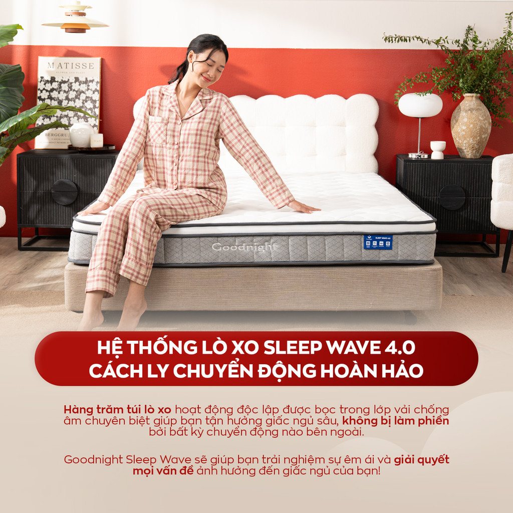 Mô tả Nệm Lò Xo Vua Nệm Goodnight Sleep Wave 20cm, Đệm Lò Xo Khách Sạn Cách Ly Chuyển Động - 4