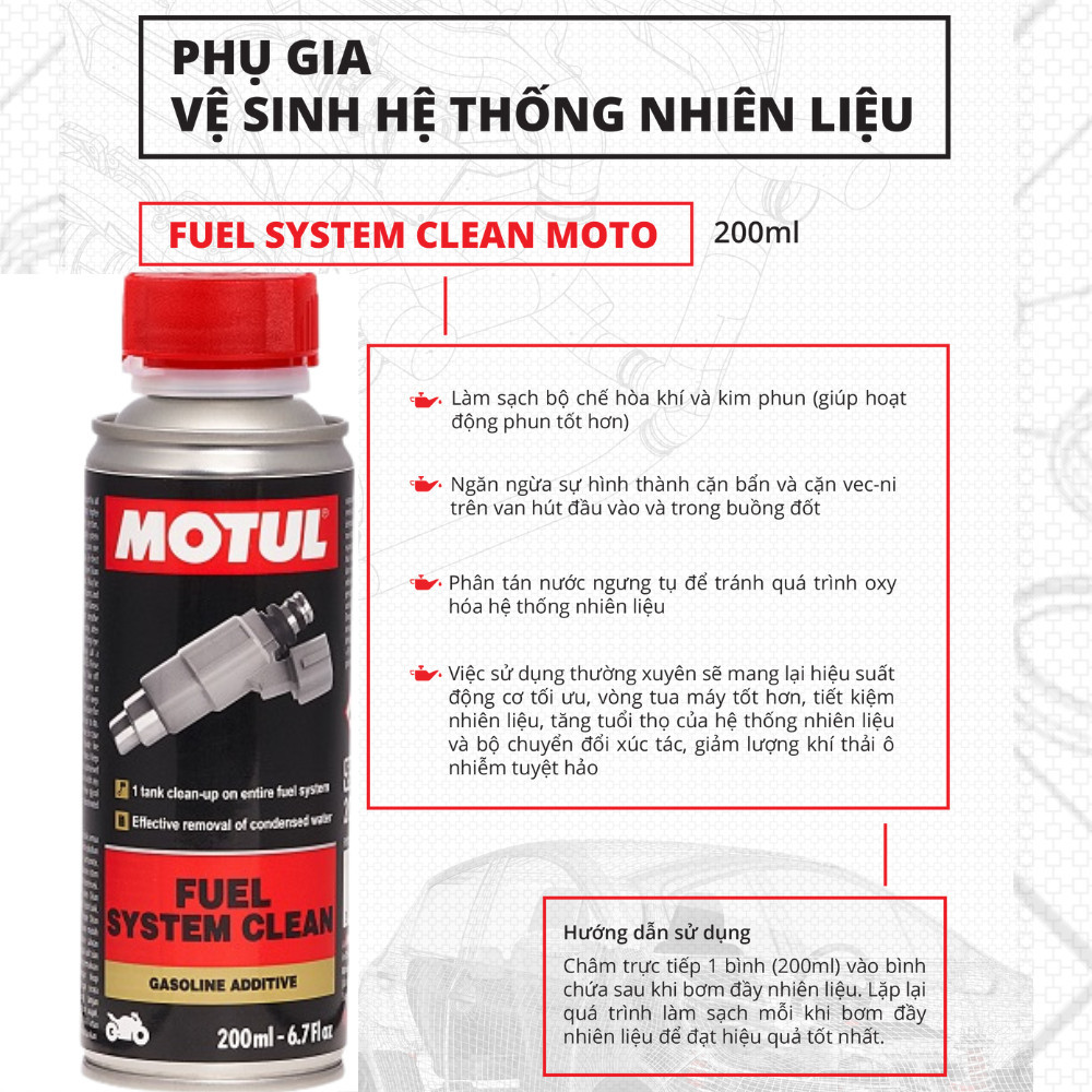 Mô tả Phụ gia vệ sinh hệ thống nhiên liệu xe máy - FUEL SYSTEM CLEAN MOTO 200ml - 3