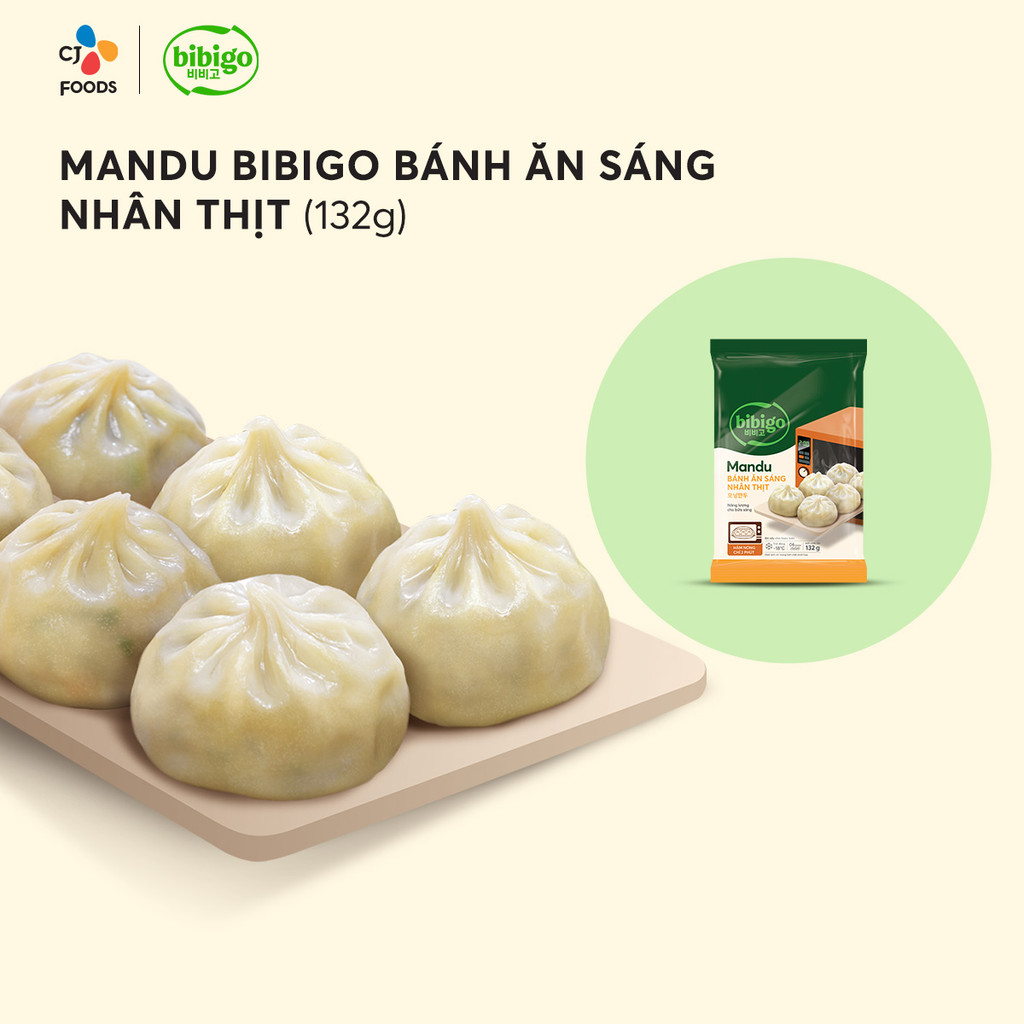 Mô tả Bánh xếp Mandu Bibigo ăn sáng nhân thịt 132g [Quay vi sóng 2 phút] - 1